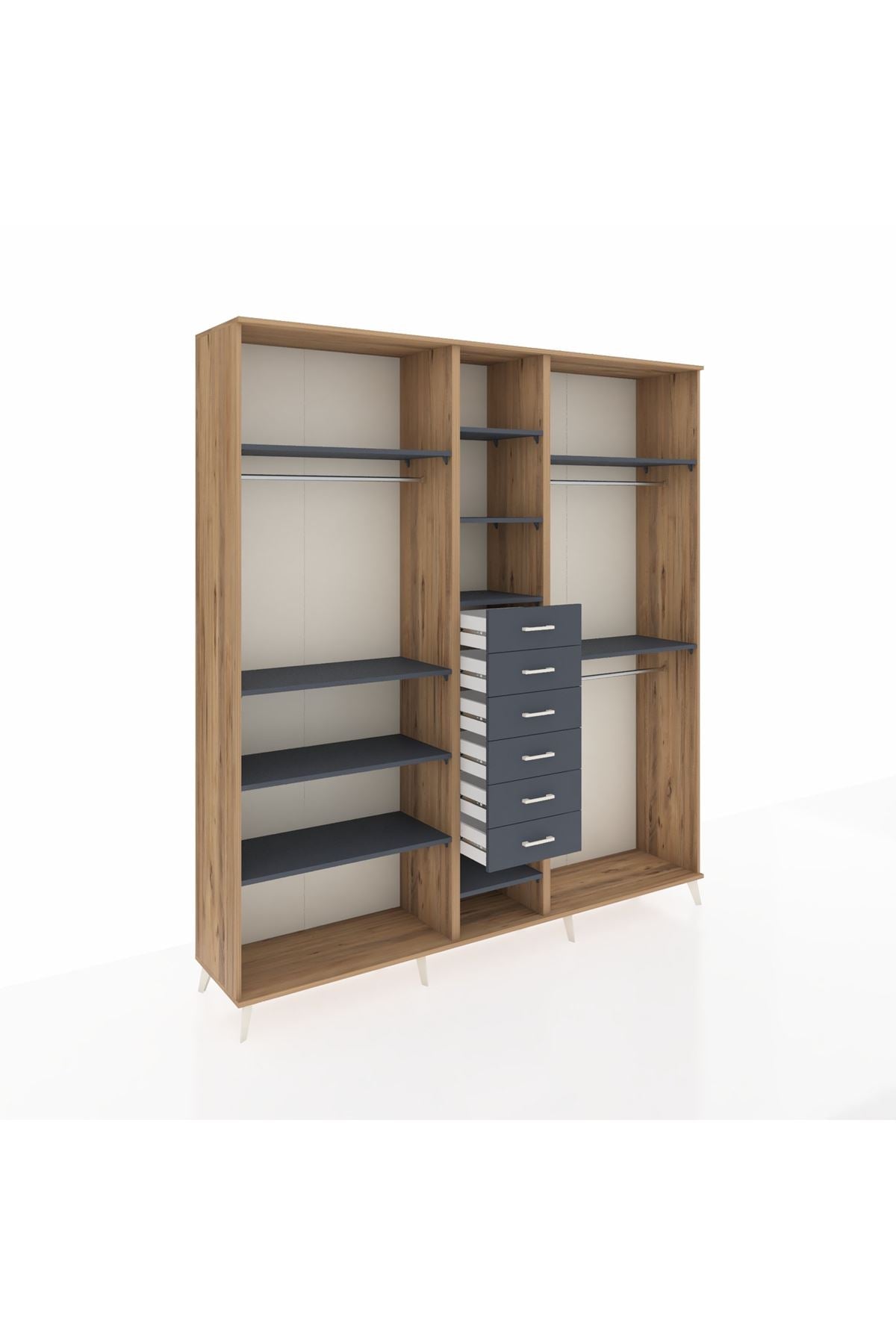 Hyperion Dolap 10 Raflı 6 Çekmeceli 3 Askılı 220x44x243 - S553M060V26B