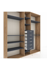 Hyperion Dolap 10 Raflı 6 Çekmeceli 3 Askılı 220x44x243 - S553M060V26B