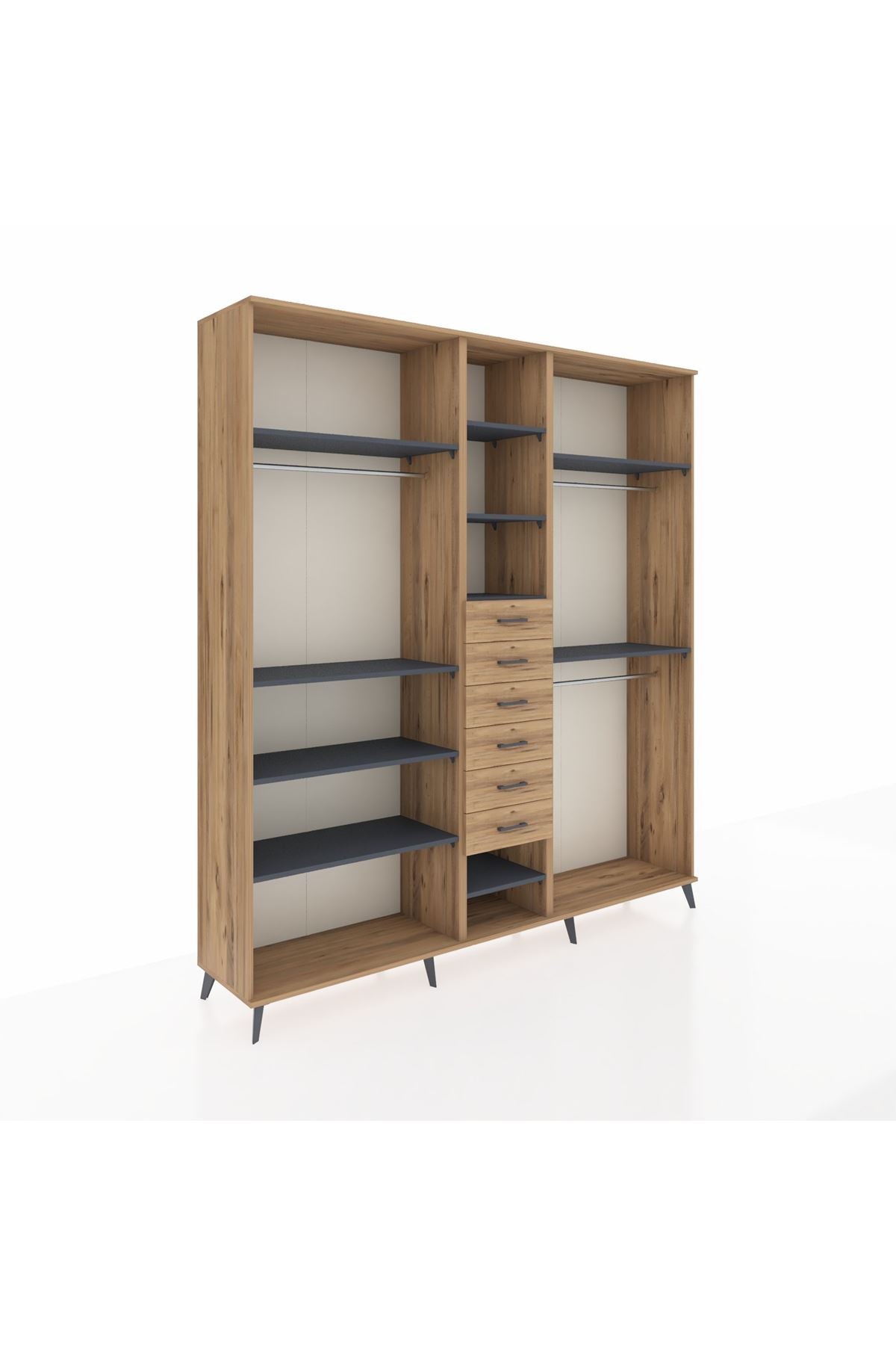 Hyperion Dolap 10 Raflı 6 Çekmeceli 3 Askılı 220x44x243 - S553M060V27B