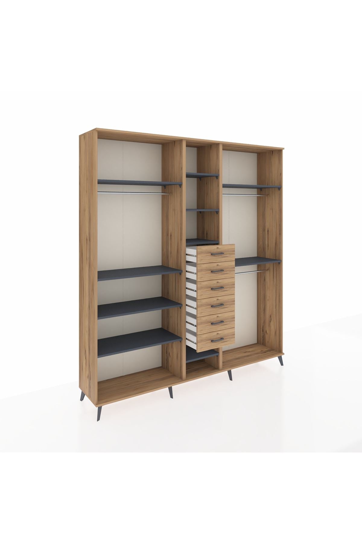 Hyperion Dolap 10 Raflı 6 Çekmeceli 3 Askılı 220x44x243 - S553M060V27B