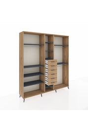 Hyperion Dolap 10 Raflı 6 Çekmeceli 3 Askılı 220x44x243 - S553M060V27B