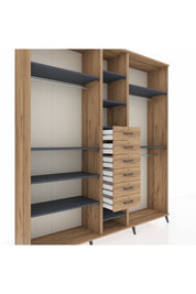 Hyperion Dolap 10 Raflı 6 Çekmeceli 3 Askılı 220x44x243 - S553M060V27B