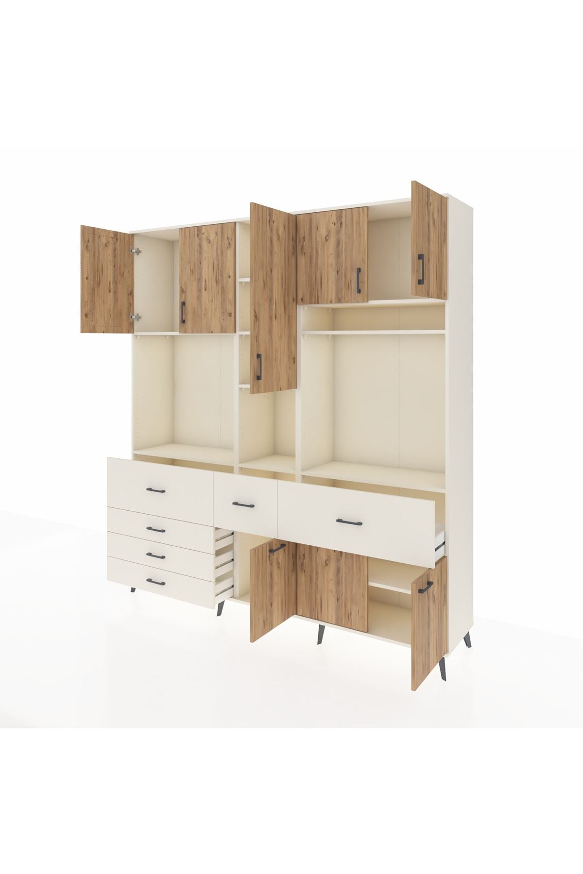 Hyperion Dolap 10 Raflı 6 Çekmeceli 8 Kapaklı 220x44x243 - S553M061V01B