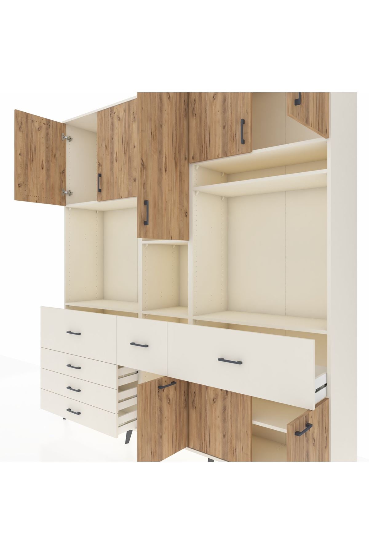 Hyperion Dolap 10 Raflı 6 Çekmeceli 8 Kapaklı 220x44x243 - S553M061V01B