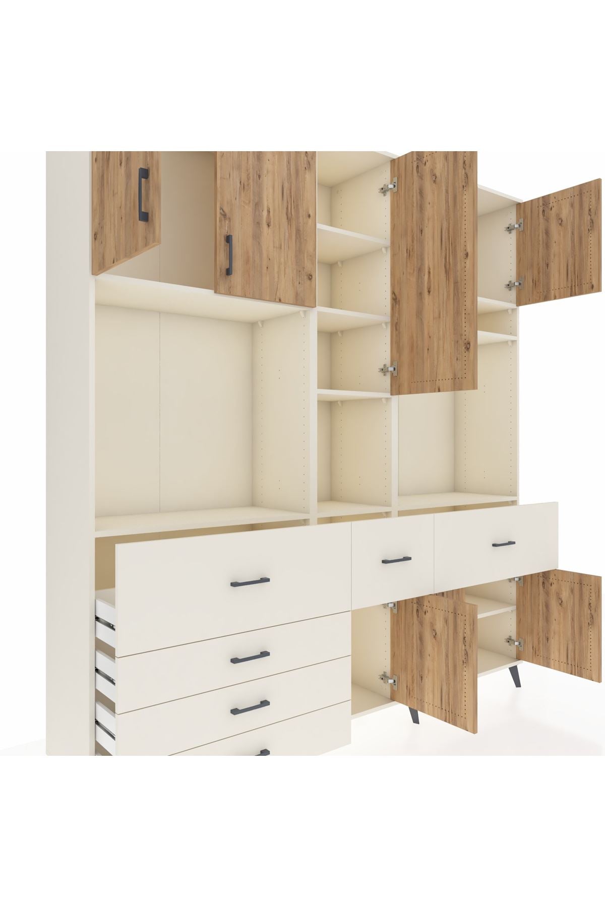 Hyperion Dolap 10 Raflı 6 Çekmeceli 8 Kapaklı 220x44x243 - S553M061V01B