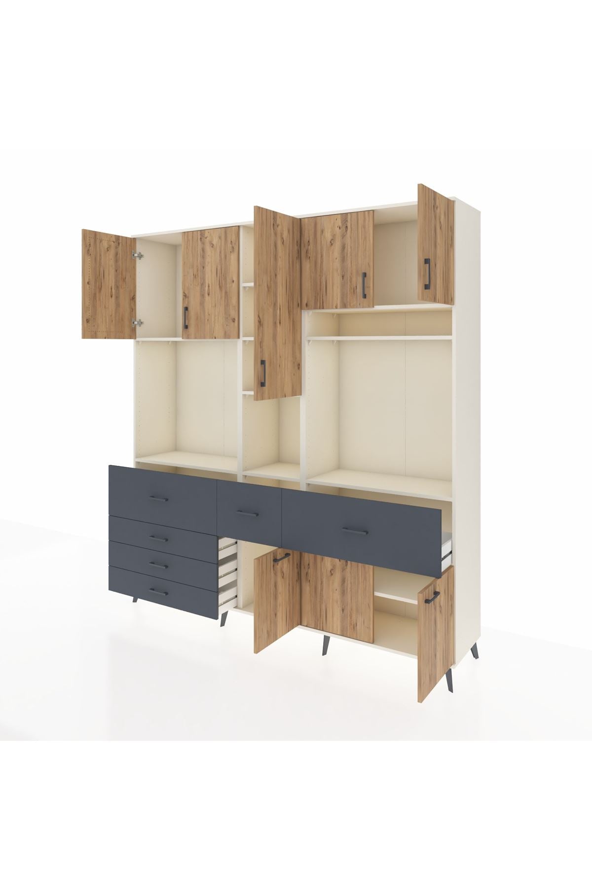 Hyperion Dolap 10 Raflı 6 Çekmeceli 8 Kapaklı 220x44x243 - S553M061V02B