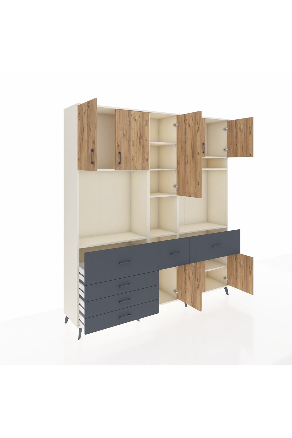 Hyperion Dolap 10 Raflı 6 Çekmeceli 8 Kapaklı 220x44x243 - S553M061V02B