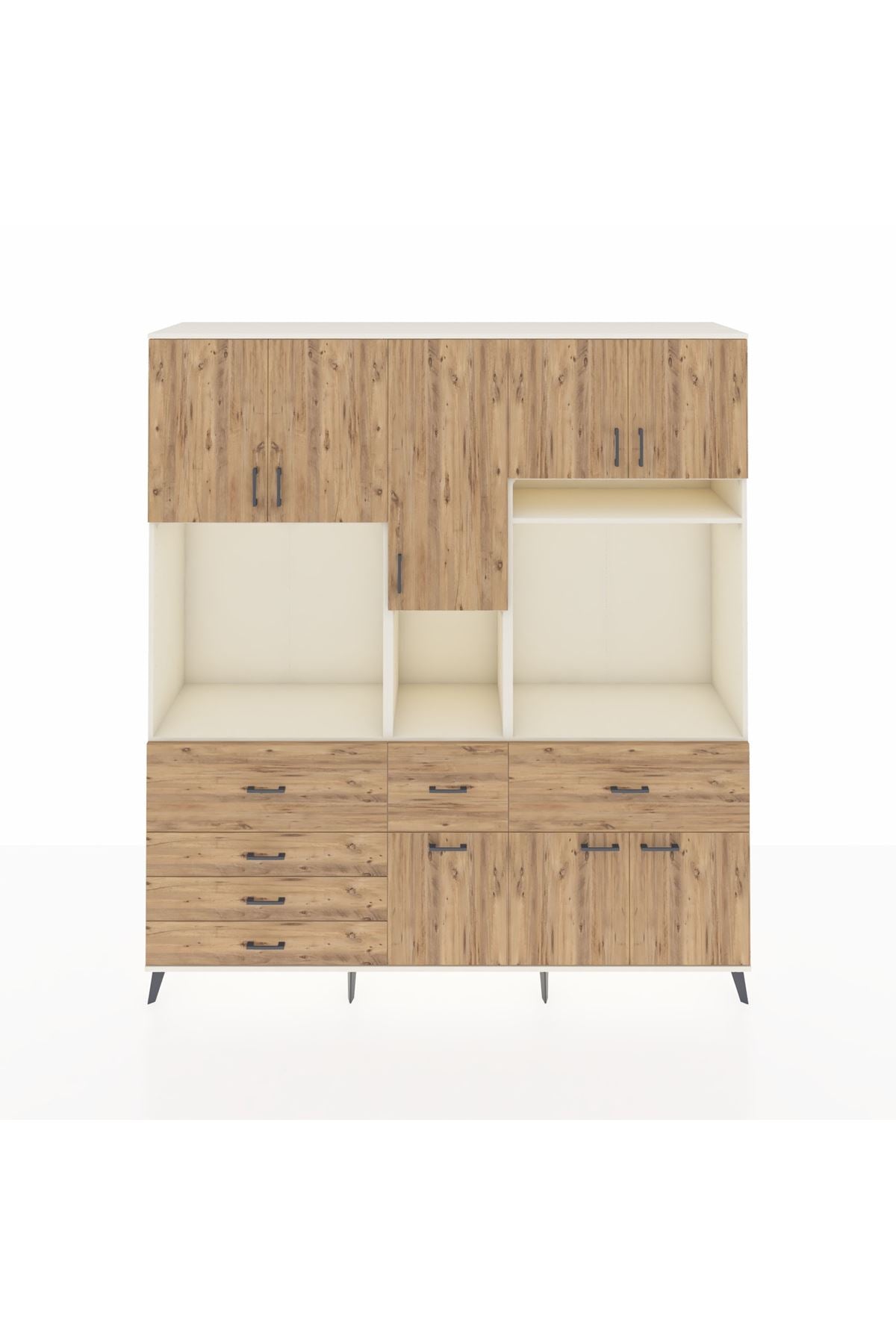 Hyperion Dolap 10 Raflı 6 Çekmeceli 8 Kapaklı 220x44x243 - S553M061V03B