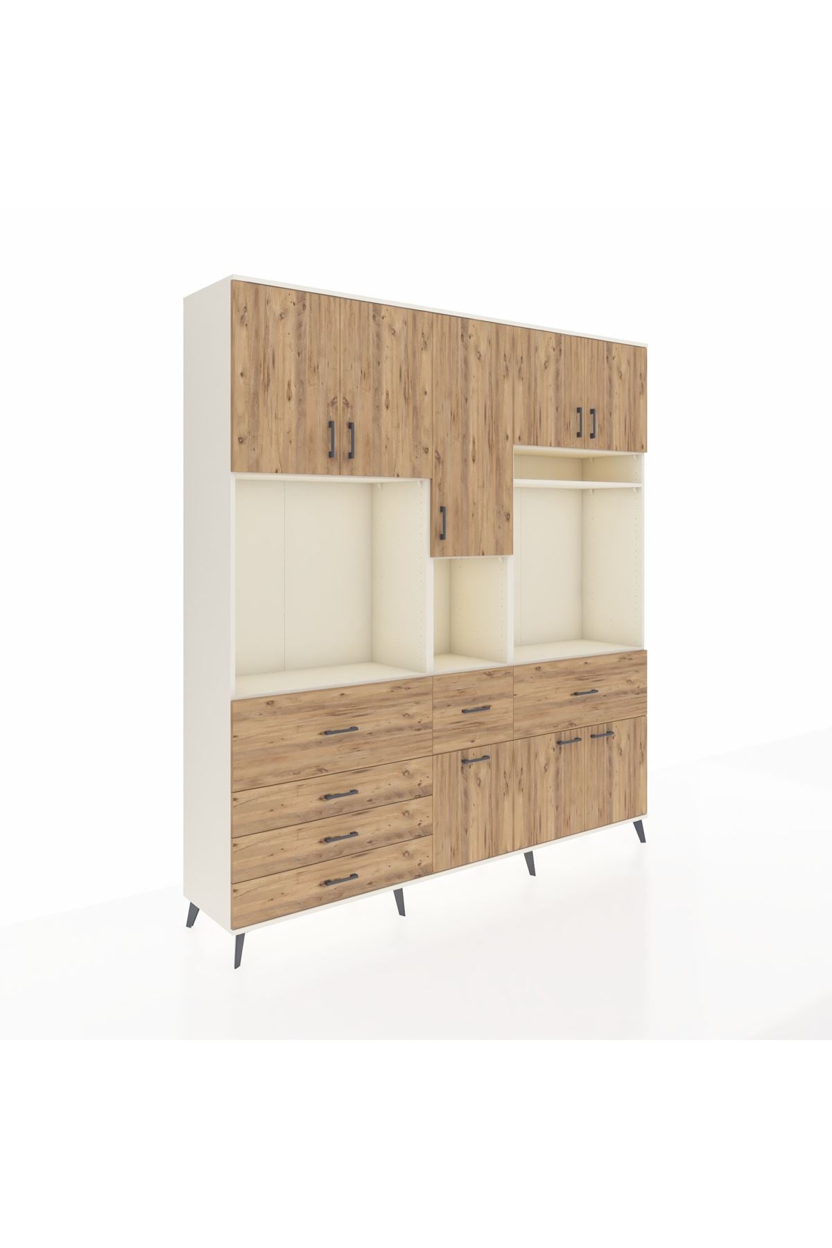 Hyperion Dolap 10 Raflı 6 Çekmeceli 8 Kapaklı 220x44x243 - S553M061V03B