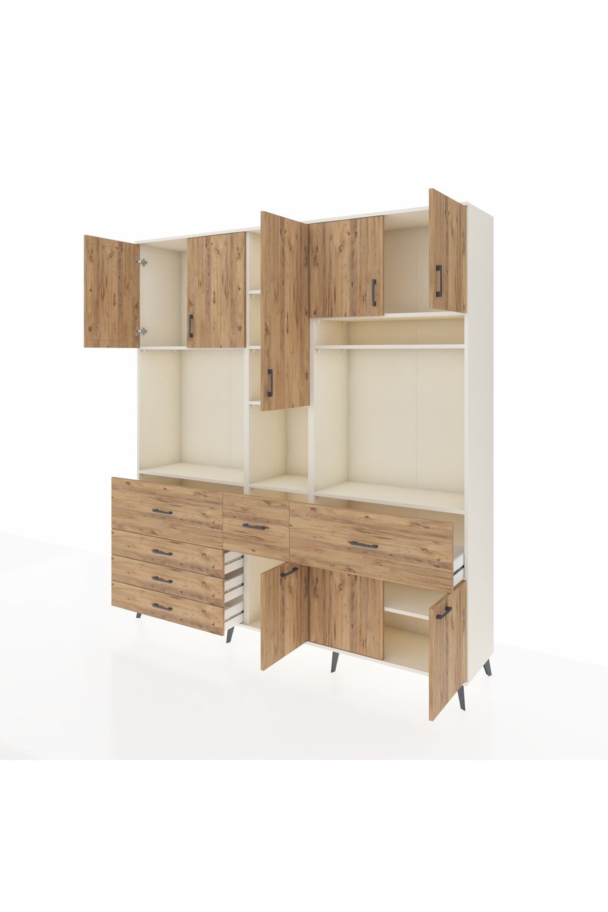 Hyperion Dolap 10 Raflı 6 Çekmeceli 8 Kapaklı 220x44x243 - S553M061V03B