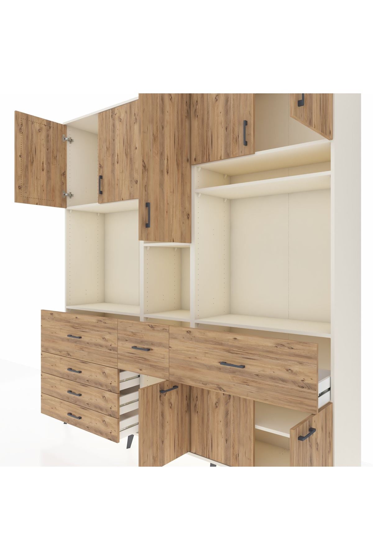 Hyperion Dolap 10 Raflı 6 Çekmeceli 8 Kapaklı 220x44x243 - S553M061V03B