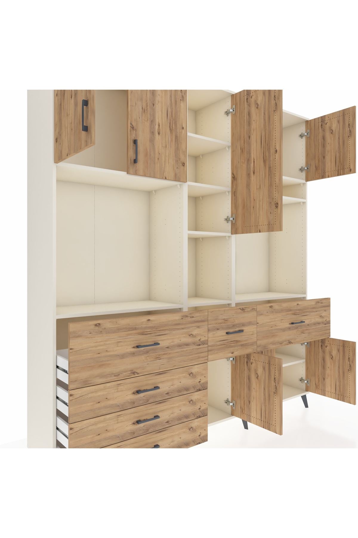 Hyperion Dolap 10 Raflı 6 Çekmeceli 8 Kapaklı 220x44x243 - S553M061V03B