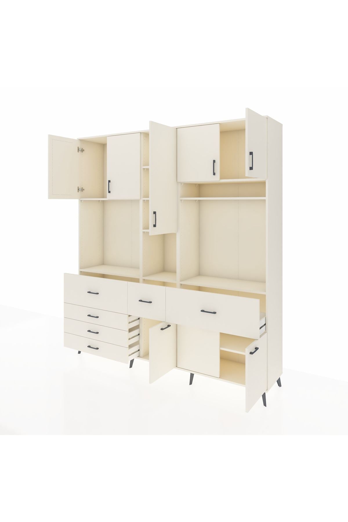 Hyperion Dolap 10 Raflı 6 Çekmeceli 8 Kapaklı 220x44x243 - S553M061V04B