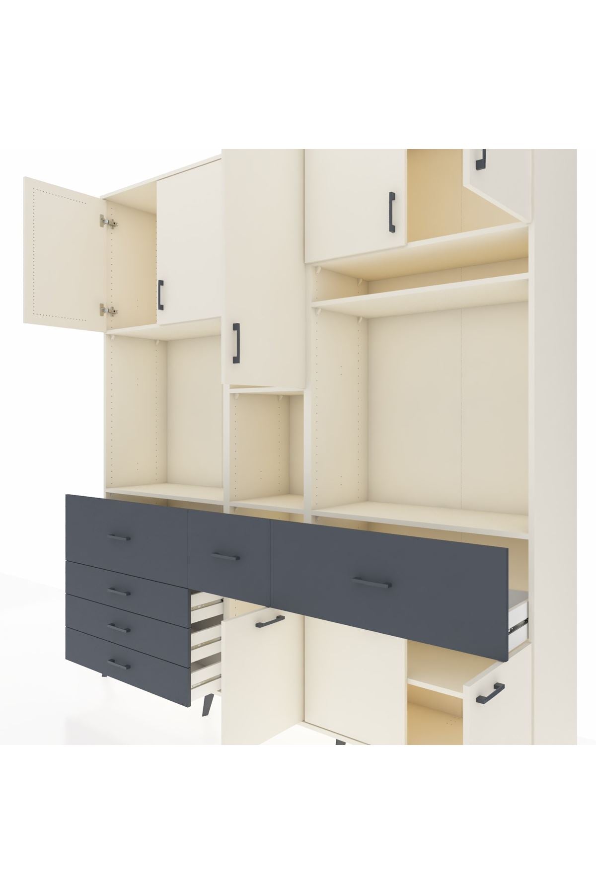 Hyperion Dolap 10 Raflı 6 Çekmeceli 8 Kapaklı 220x44x243 - S553M061V05B