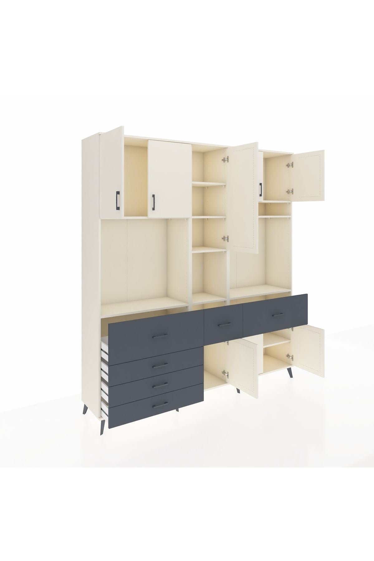 Hyperion Dolap 10 Raflı 6 Çekmeceli 8 Kapaklı 220x44x243 - S553M061V05B