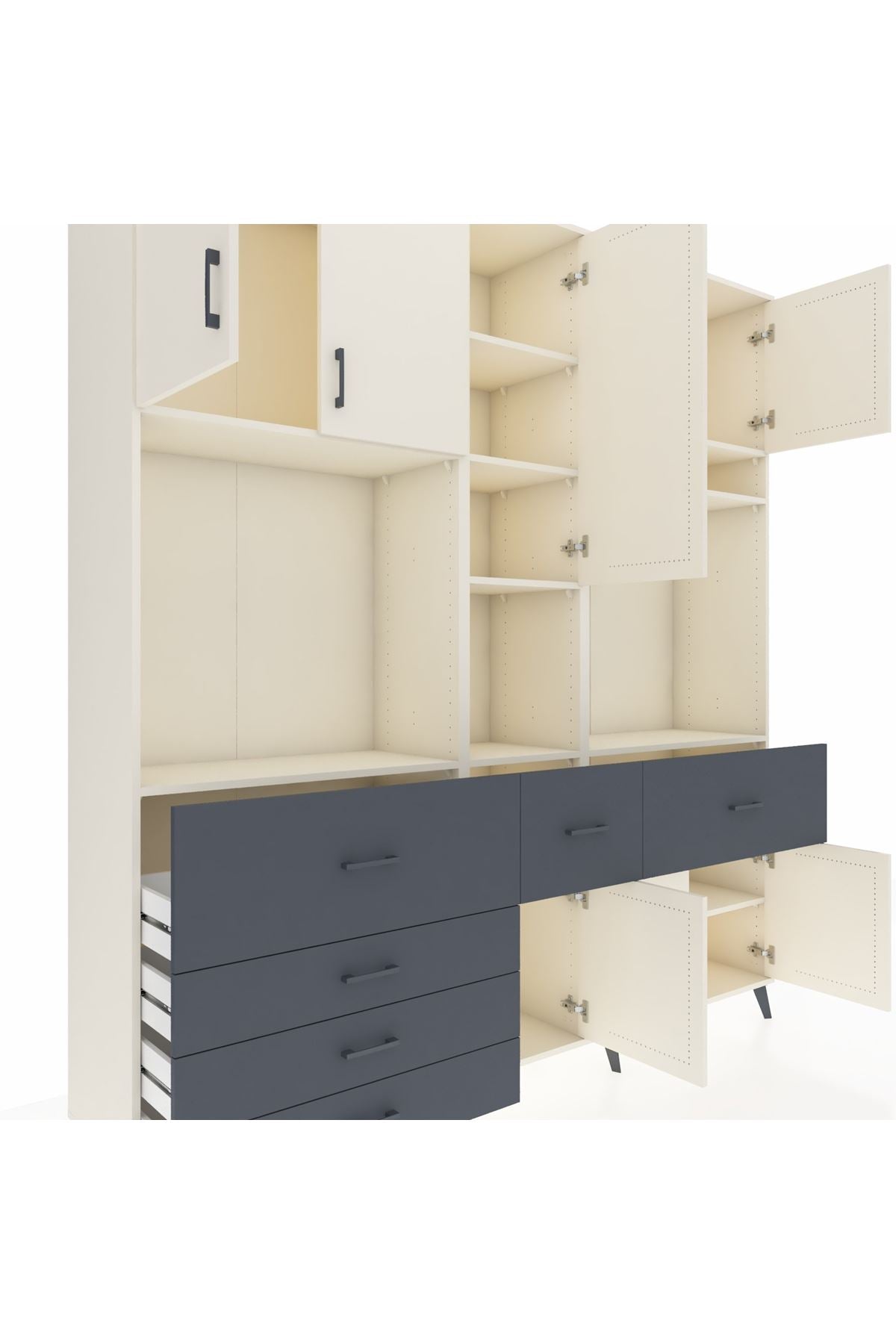 Hyperion Dolap 10 Raflı 6 Çekmeceli 8 Kapaklı 220x44x243 - S553M061V05B