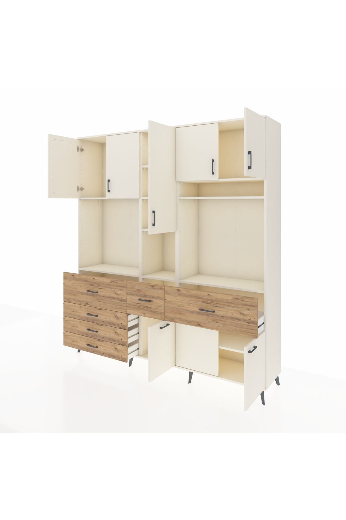 Hyperion Dolap 10 Raflı 6 Çekmeceli 8 Kapaklı 220x44x243 - S553M061V06B