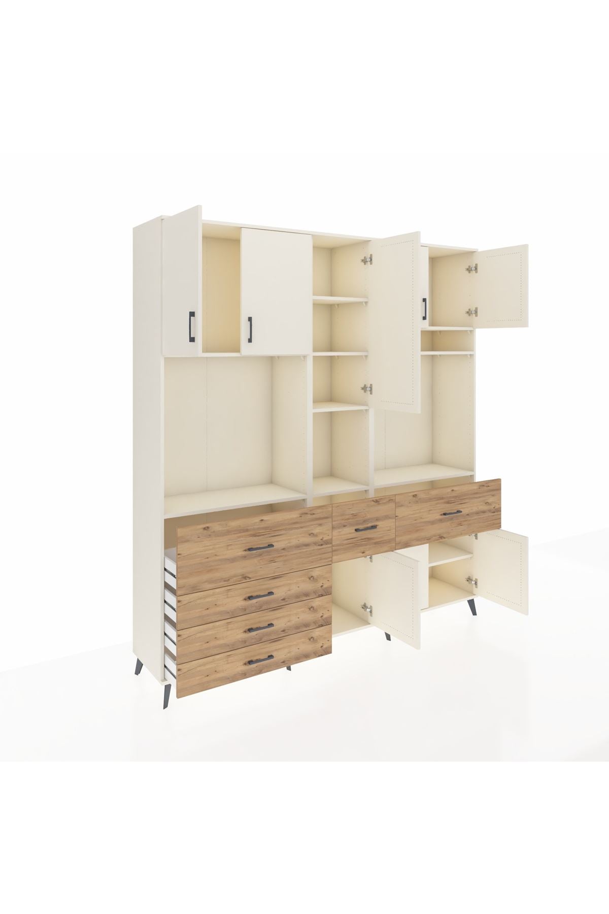 Hyperion Dolap 10 Raflı 6 Çekmeceli 8 Kapaklı 220x44x243 - S553M061V06B