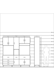 Hyperion Dolap 10 Raflı 6 Çekmeceli 8 Kapaklı 220x44x243 - S553M061V06B
