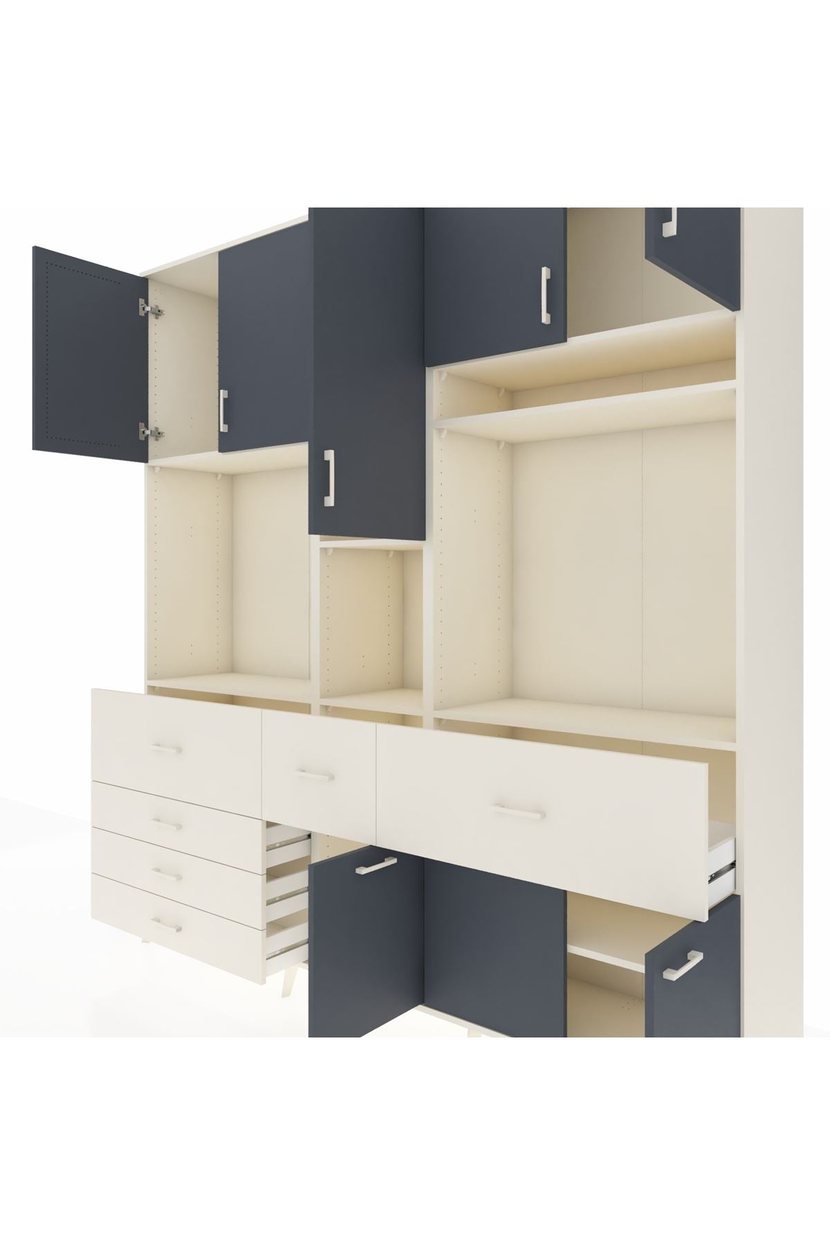 Hyperion Dolap 10 Raflı 6 Çekmeceli 8 Kapaklı 220x44x243 - S553M061V07B