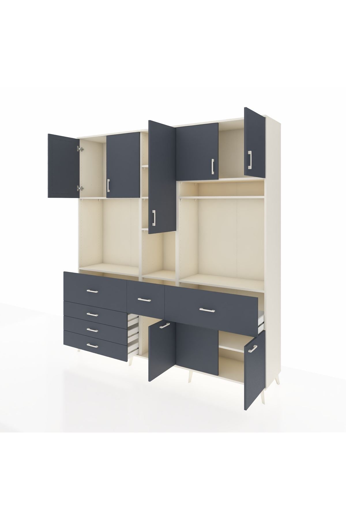 Hyperion Dolap 10 Raflı 6 Çekmeceli 8 Kapaklı 220x44x243 - S553M061V08B