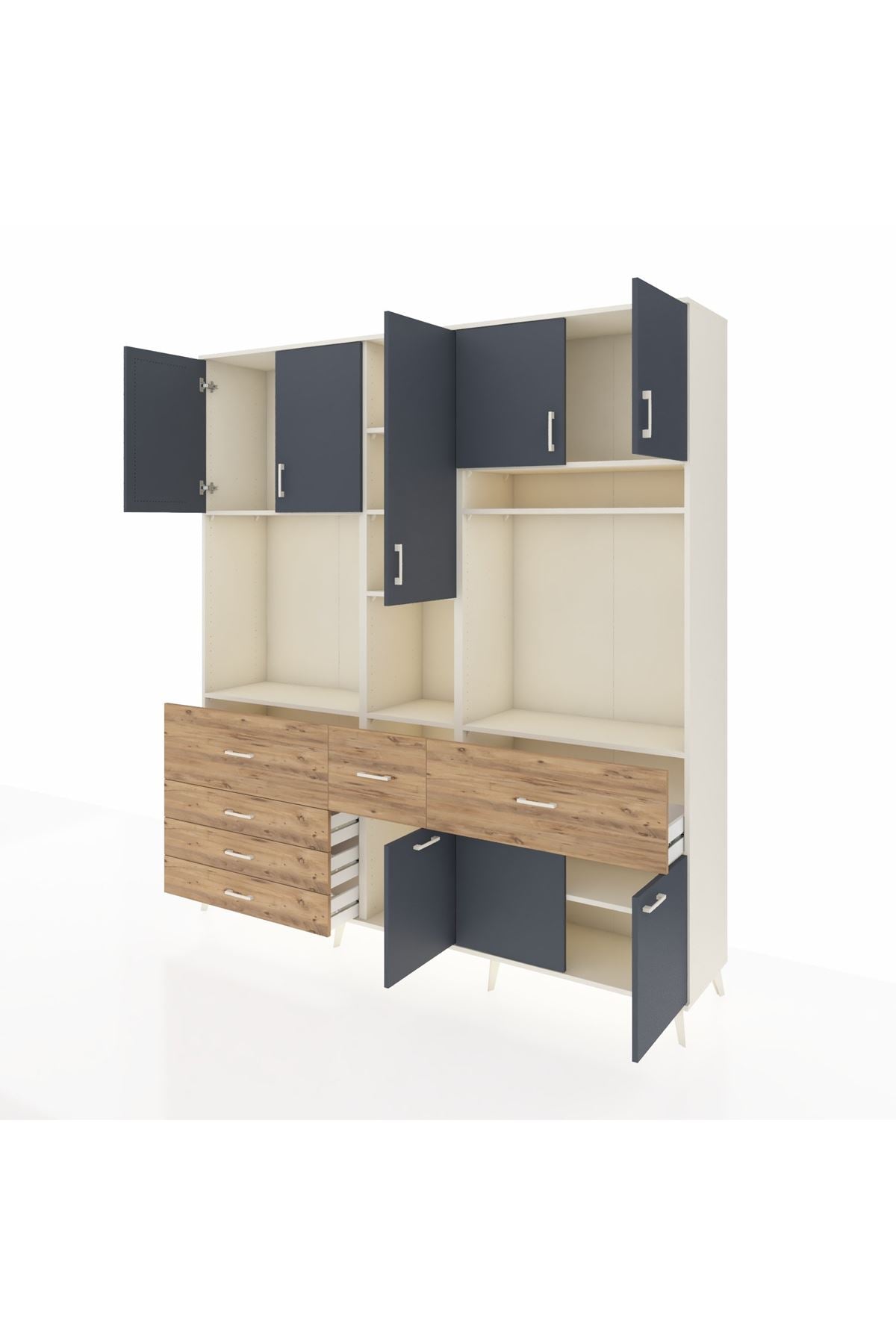 Hyperion Dolap 10 Raflı 6 Çekmeceli 8 Kapaklı 220x44x243 - S553M061V09B