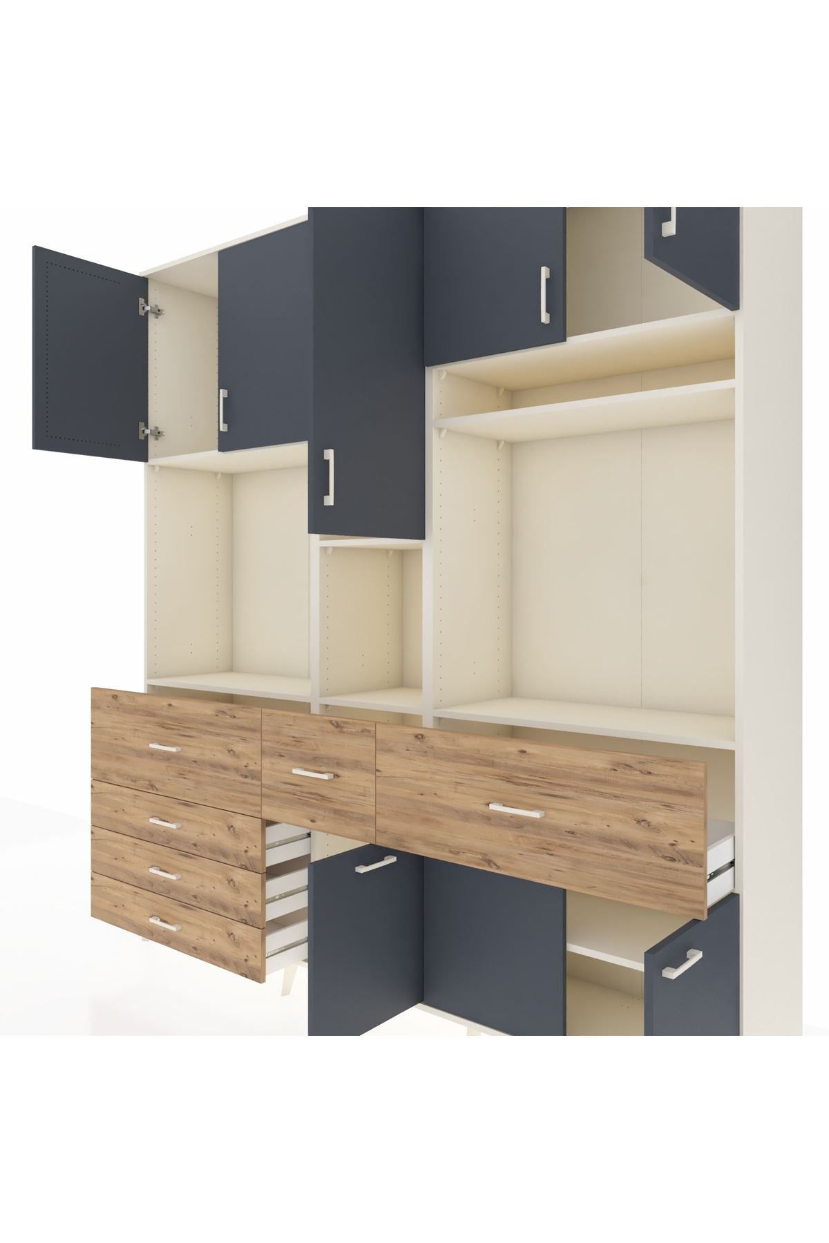 Hyperion Dolap 10 Raflı 6 Çekmeceli 8 Kapaklı 220x44x243 - S553M061V09B