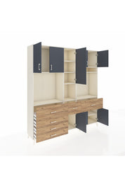 Hyperion Dolap 10 Raflı 6 Çekmeceli 8 Kapaklı 220x44x243 - S553M061V09B