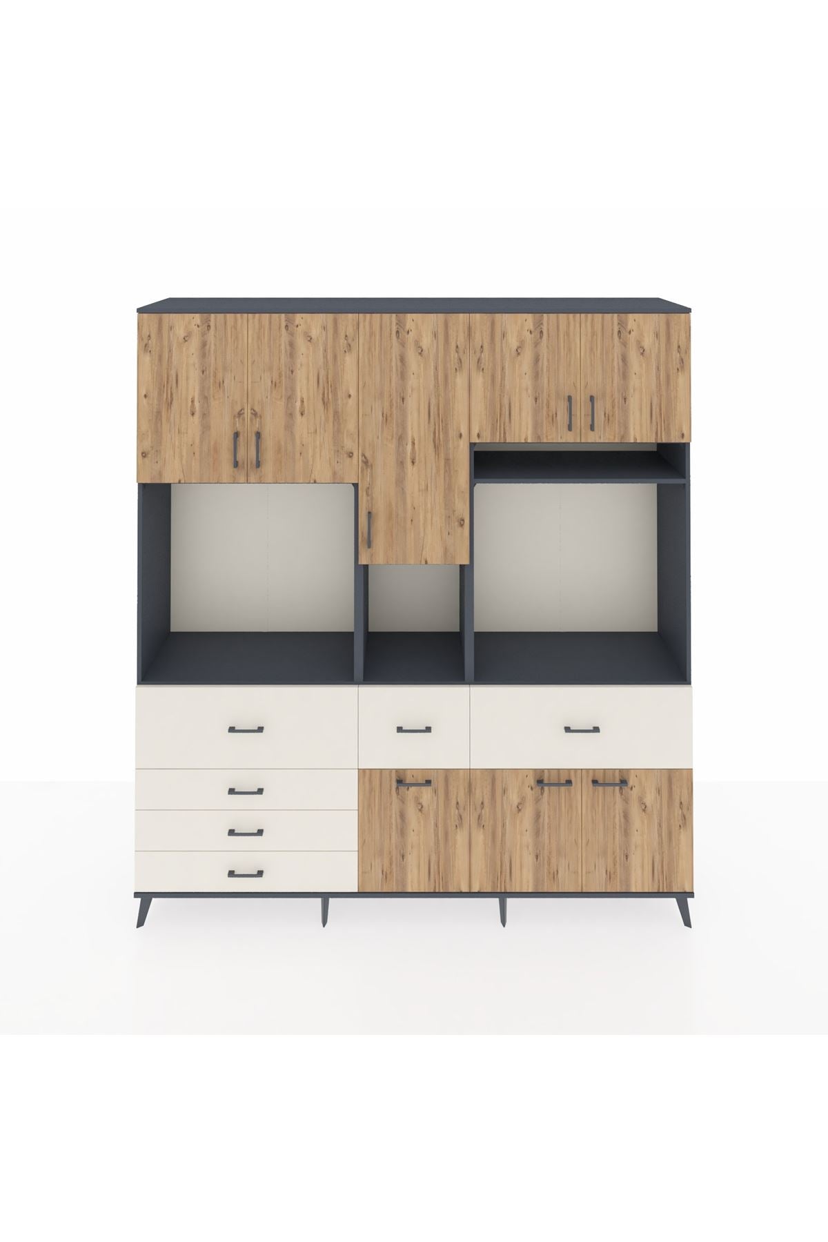 Hyperion Dolap 10 Raflı 6 Çekmeceli 8 Kapaklı 220x44x243 - S553M061V10B