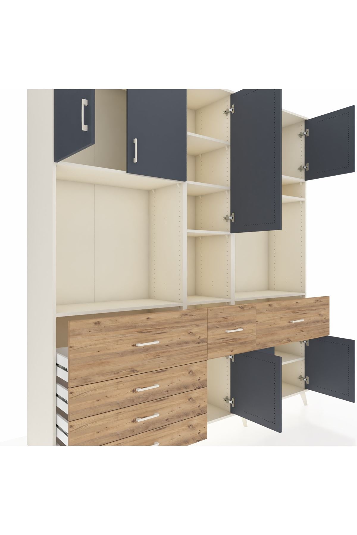 Hyperion Dolap 10 Raflı 6 Çekmeceli 8 Kapaklı 220x44x243 - S553M061V09B