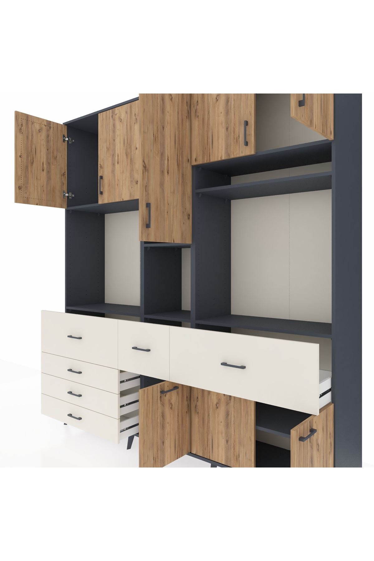 Hyperion Dolap 10 Raflı 6 Çekmeceli 8 Kapaklı 220x44x243 - S553M061V10B