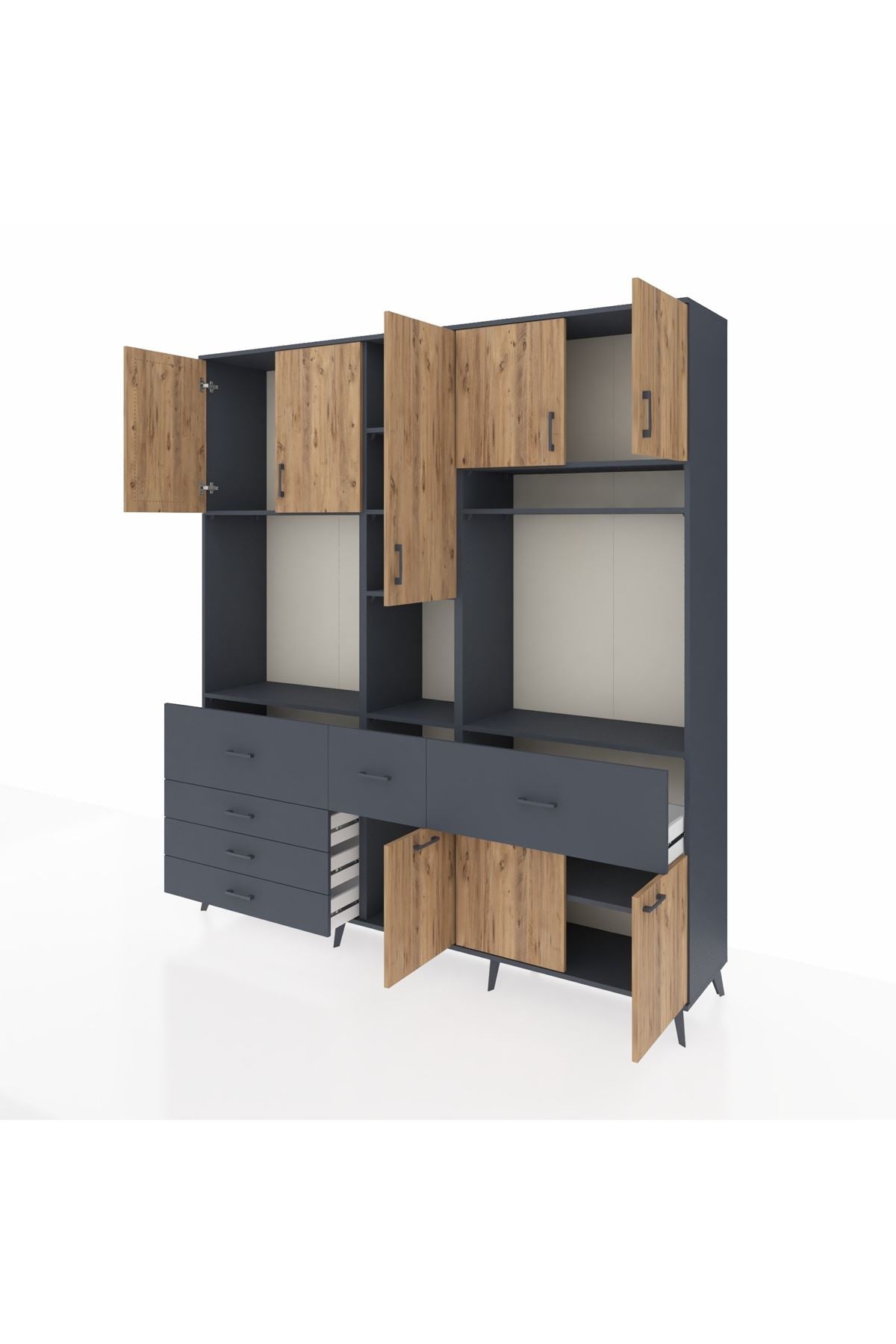 Hyperion Dolap 10 Raflı 6 Çekmeceli 8 Kapaklı 220x44x243 - S553M061V11B