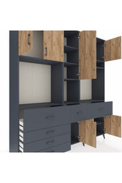 Hyperion Dolap 10 Raflı 6 Çekmeceli 8 Kapaklı 220x44x243 - S553M061V11B