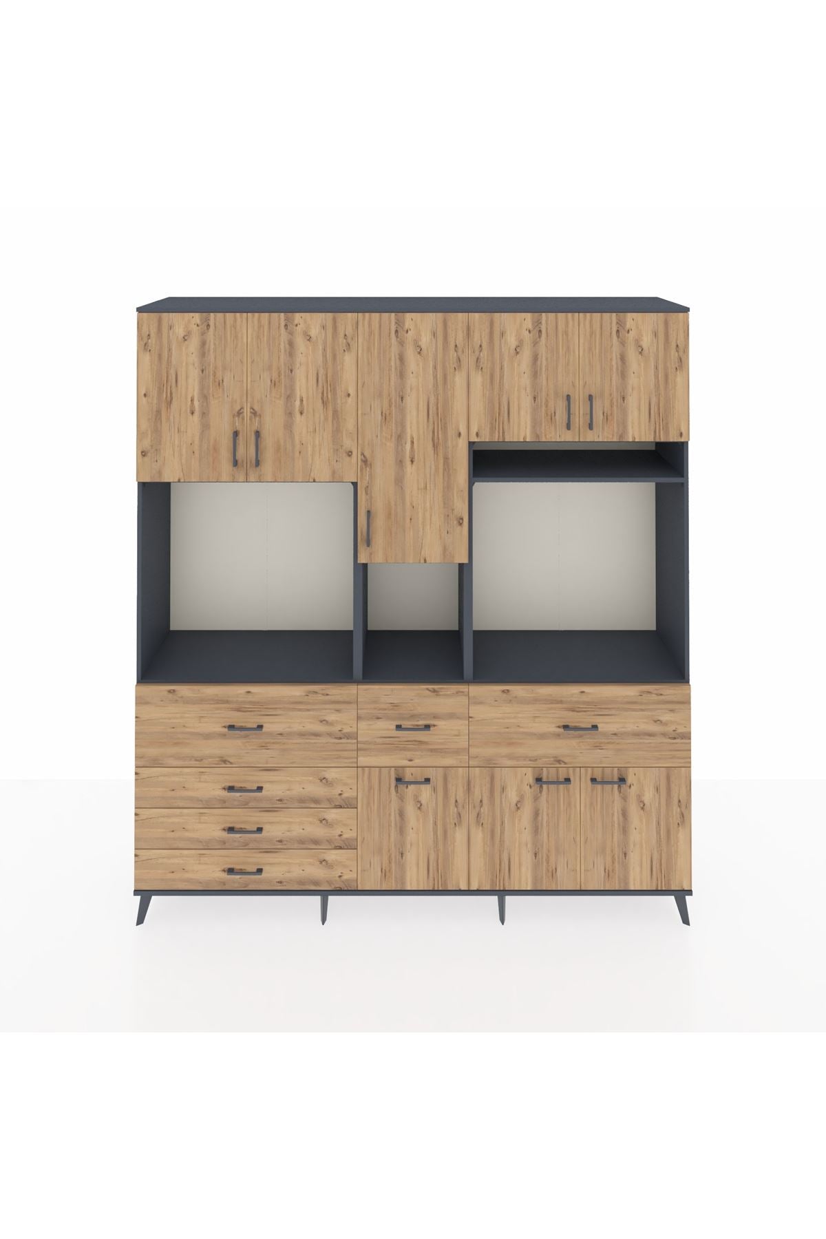 Hyperion Dolap 10 Raflı 6 Çekmeceli 8 Kapaklı 220x44x243 - S553M061V12B