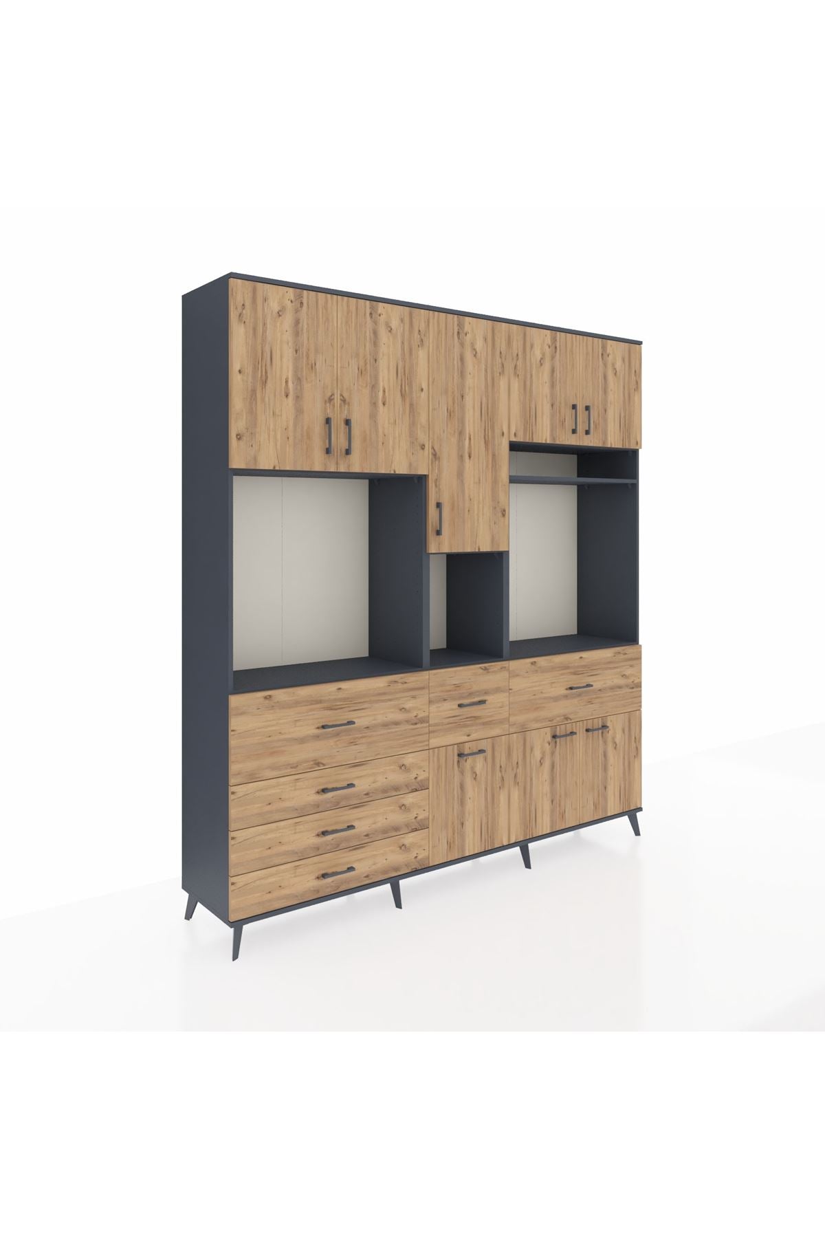 Hyperion Dolap 10 Raflı 6 Çekmeceli 8 Kapaklı 220x44x243 - S553M061V12B