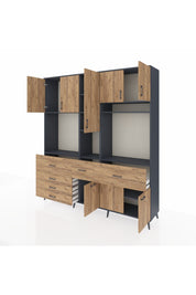 Hyperion Dolap 10 Raflı 6 Çekmeceli 8 Kapaklı 220x44x243 - S553M061V12B