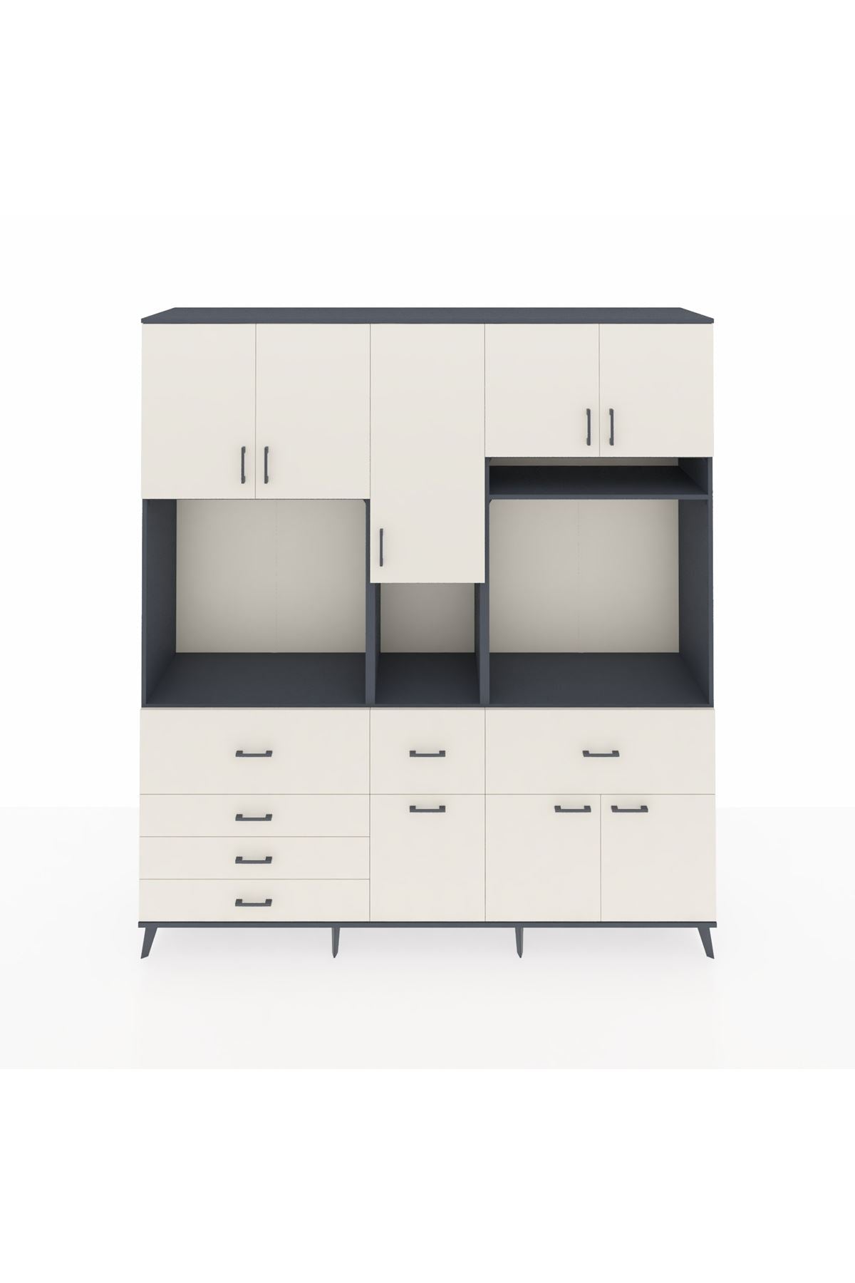 Hyperion Dolap 10 Raflı 6 Çekmeceli 8 Kapaklı 220x44x243 - S553M061V13B