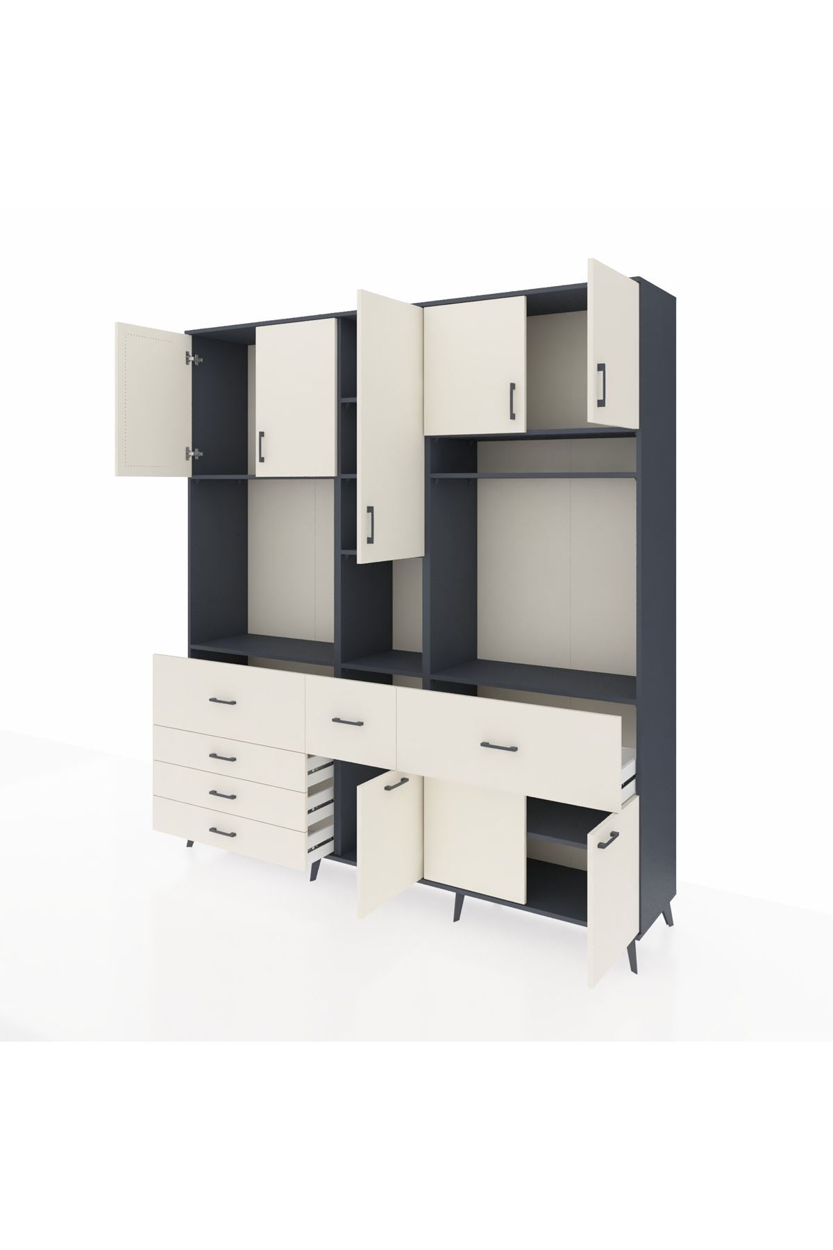 Hyperion Dolap 10 Raflı 6 Çekmeceli 8 Kapaklı 220x44x243 - S553M061V13B