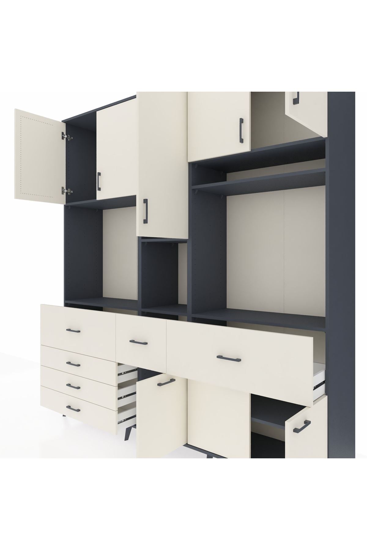 Hyperion Dolap 10 Raflı 6 Çekmeceli 8 Kapaklı 220x44x243 - S553M061V13B