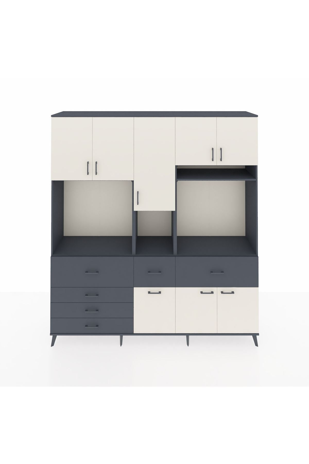 Hyperion Dolap 10 Raflı 6 Çekmeceli 8 Kapaklı 220x44x243 - S553M061V14B