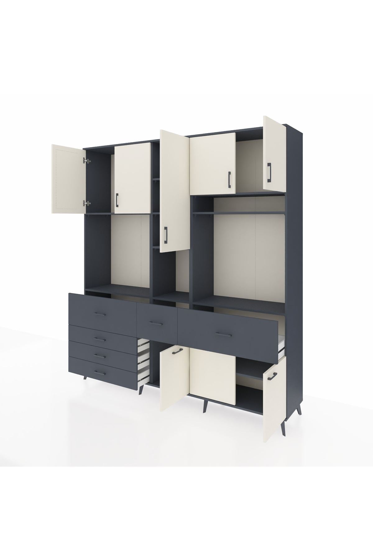 Hyperion Dolap 10 Raflı 6 Çekmeceli 8 Kapaklı 220x44x243 - S553M061V14B