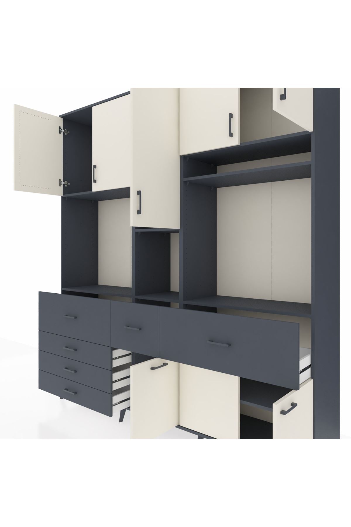 Hyperion Dolap 10 Raflı 6 Çekmeceli 8 Kapaklı 220x44x243 - S553M061V14B