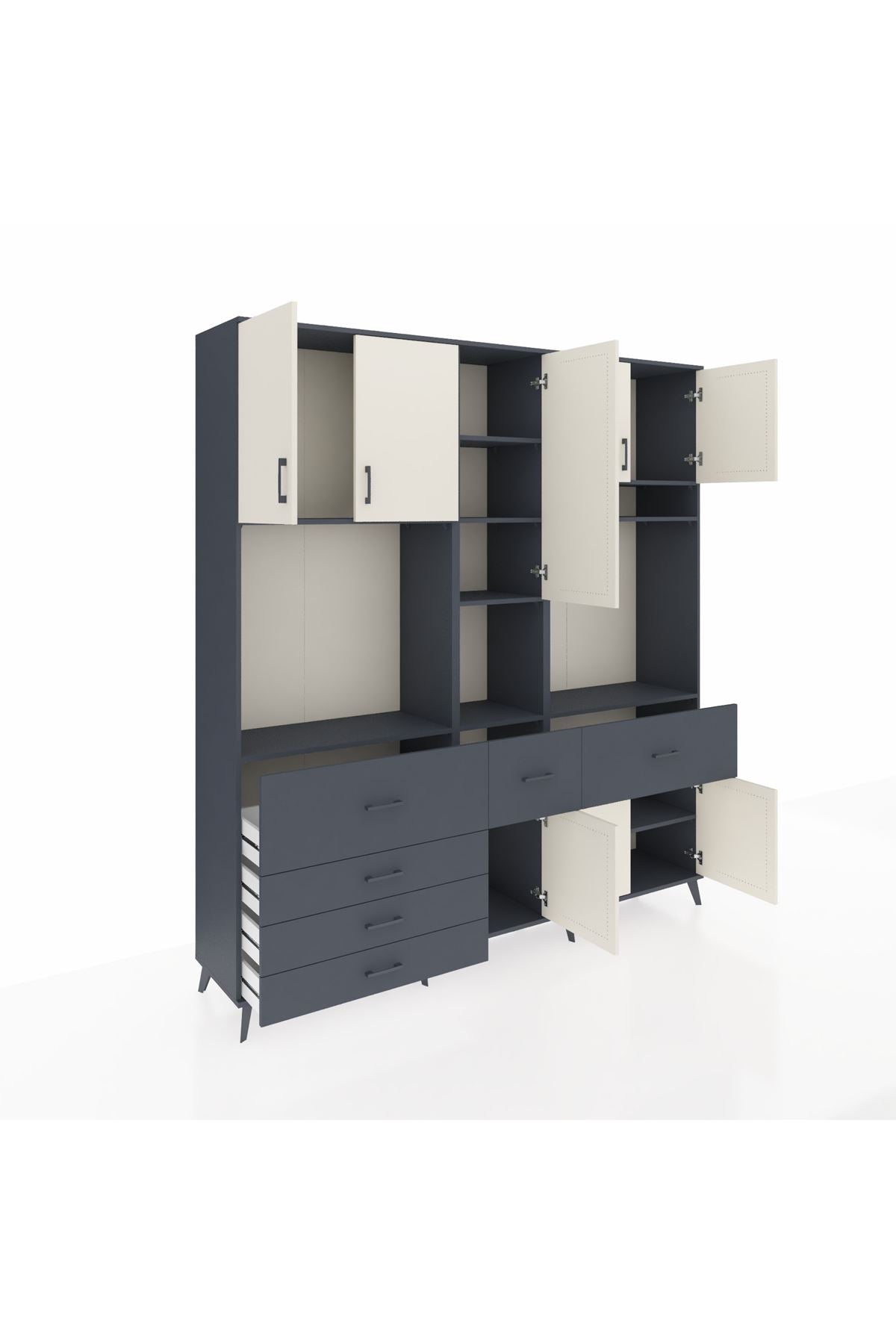 Hyperion Dolap 10 Raflı 6 Çekmeceli 8 Kapaklı 220x44x243 - S553M061V14B