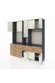 Hyperion Dolap 10 Raflı 6 Çekmeceli 8 Kapaklı 220x44x243 - S553M061V15B