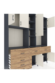 Hyperion Dolap 10 Raflı 6 Çekmeceli 8 Kapaklı 220x44x243 - S553M061V15B