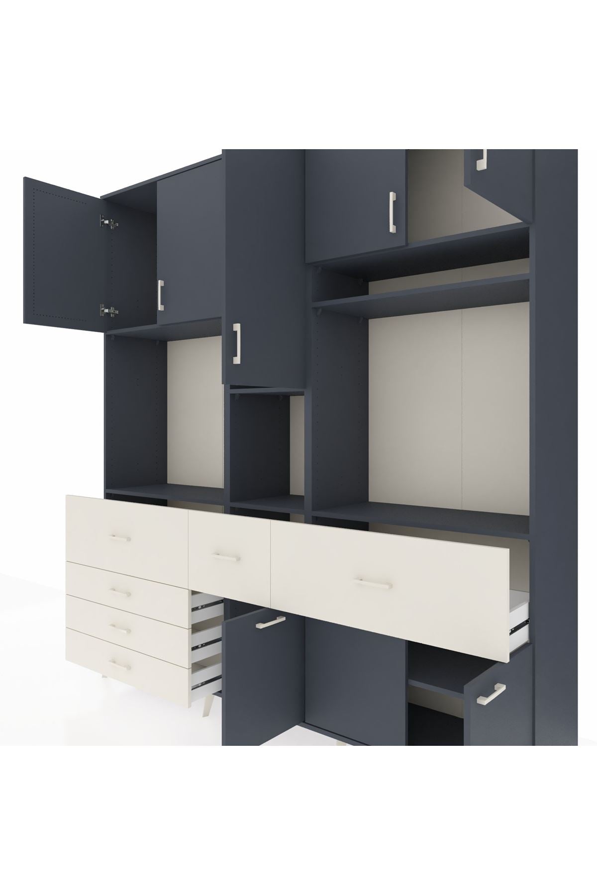 Hyperion Dolap 10 Raflı 6 Çekmeceli 8 Kapaklı 220x44x243 - S553M061V16B