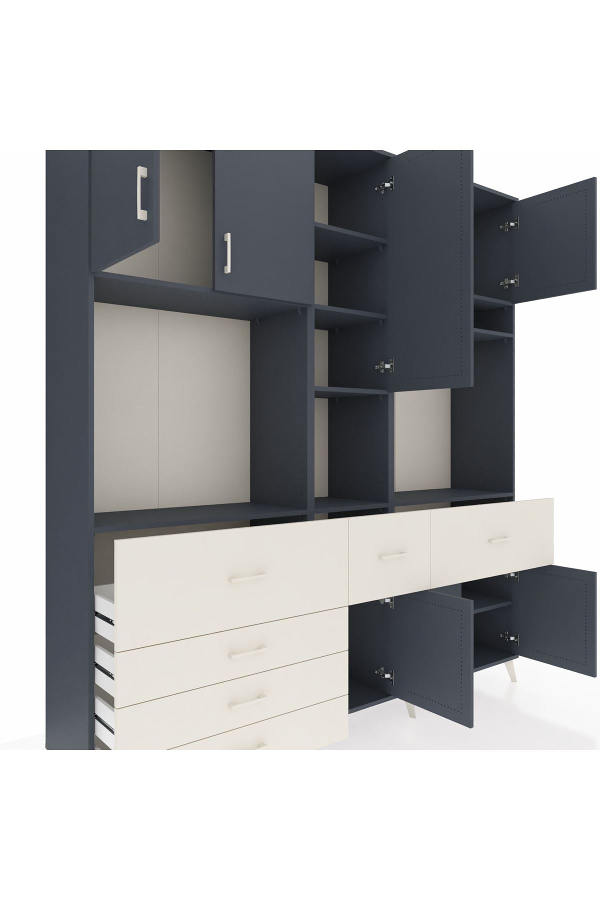 Hyperion Dolap 10 Raflı 6 Çekmeceli 8 Kapaklı 220x44x243 - S553M061V16B