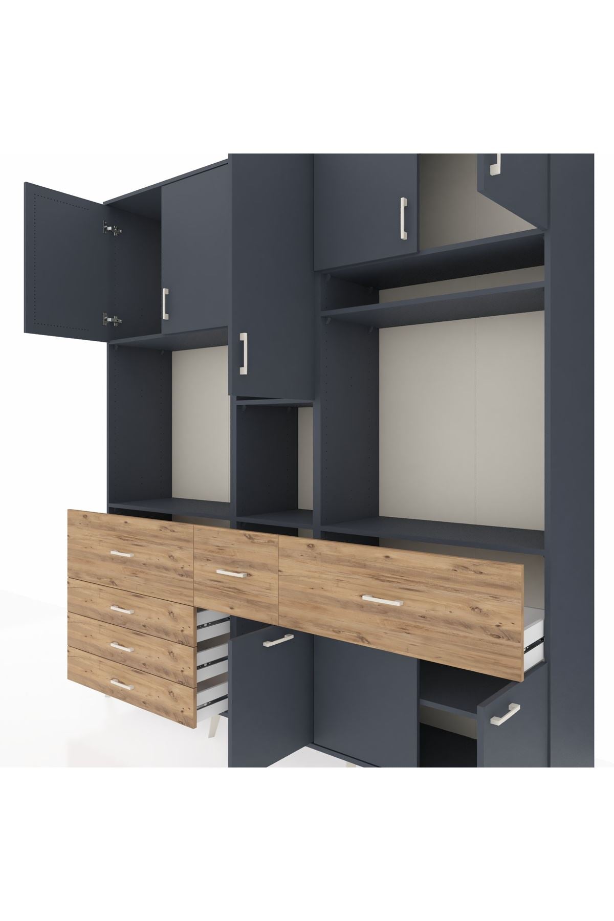 Hyperion Dolap 10 Raflı 6 Çekmeceli 8 Kapaklı 220x44x243 - S553M061V18B