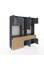 Hyperion Dolap 10 Raflı 6 Çekmeceli 8 Kapaklı 220x44x243 - S553M061V18B