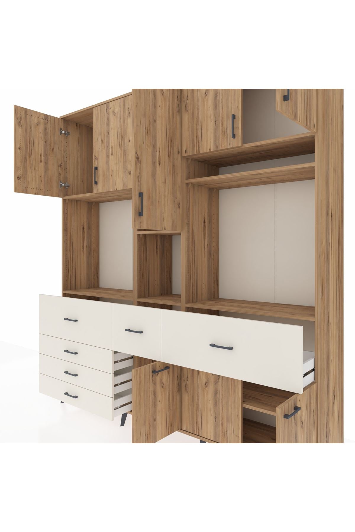 Hyperion Dolap 10 Raflı 6 Çekmeceli 8 Kapaklı 220x44x243 - S553M061V19B